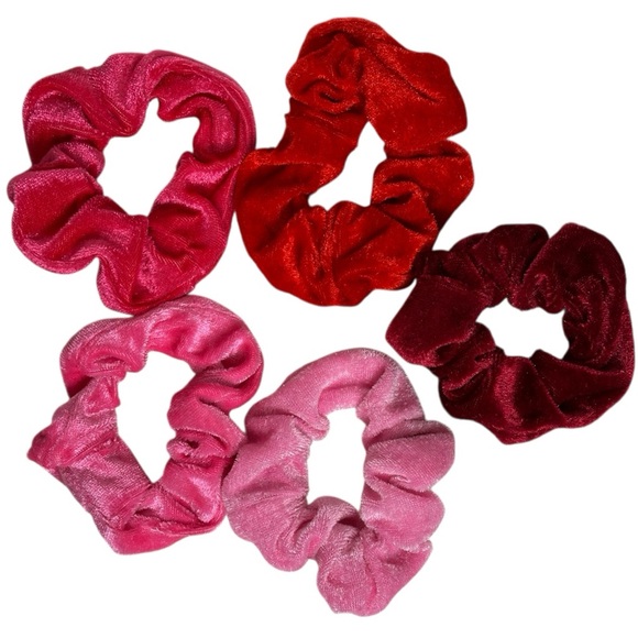 Forever 21 5-Piece Set of Red and Pink Tone Scrunchies Hair Ties NWOT - Picture 10 of 10